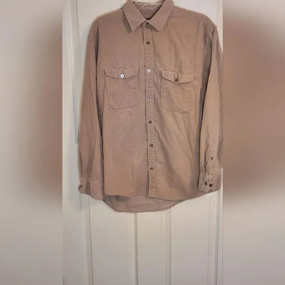 Banana Republic L Beige  Corduroy Pockets Lngslv Buttons up Men's Shirt